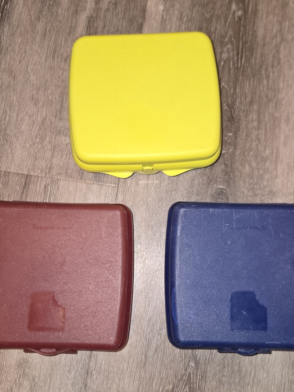 Tupperware Yellow, Red, and Blue Food Storage Containers